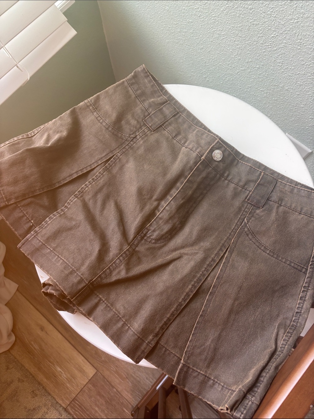 Zara Brown Pleated Denim Skort
